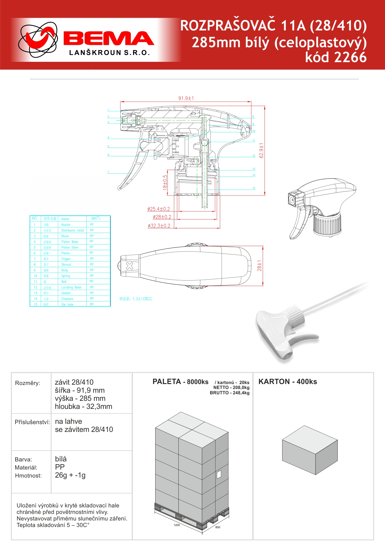 rozprašovač 11A BÍLÝ 24-9-2025